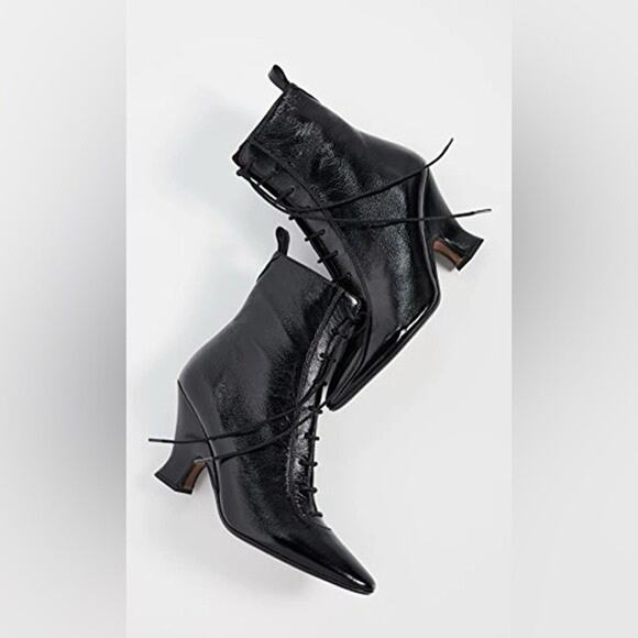 Marc Jacobs The Victorian Black Leather Lace-Up Ankle Boots Size 7 US - Picture 2 of 11